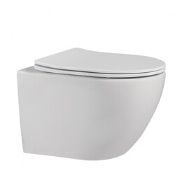 Унитаз подвесной безободковый Abber Bequem AC1100MW с крышкой микролифт, белый матовый фото 