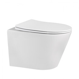 Унитаз подвесной безободковый Abber Bequem AC1102MW с крышкой микролифт, белый матовый, Цвет производителя: белый матовый фото 