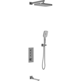 Душевая система для ванны с термостатом Vincea VSFW-433T1GM, вороненая сталь фото 