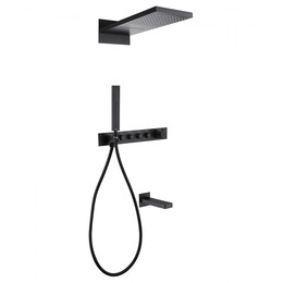 Душевая система для ванны с термостатом Abber Rund AF8753B, черный матовый фото 