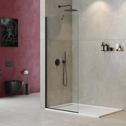 Душевая перегородка Cezares Liberta L-1-TB 115 см (стекло 8 мм), черный/прозрачное фото 