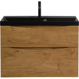Тумба подвесная с раковиной BelBagno MARINO-H60-800-2C-SO-RN-P 80 см, Rovere Nature (раковина BB800/450-LV-ART-AST-NERO) фото 