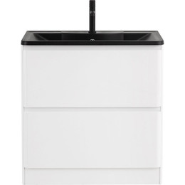 Тумба напольная с раковиной BelBagno ALBANO-1000-2C-PIA-BL 100 см, Bianco Lucido (раковина BB1000/455-LV-ART-ALR-NERO), Цвет фасада: Bianco Lucido Nero фото 