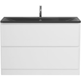 Тумба напольная с раковиной BelBagno ALBANO-1200-2C-PIA-BL 120 см, Bianco Lucido (раковина BB1200/455-LV-ART-ALR-NERO), Цвет фасада: Bianco Lucido Nero фото 