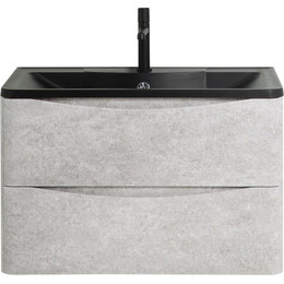 Тумба подвесная с раковиной BelBagno ACQUA-1000-2C-SO-CVG 100 см, Cemento Verona Grigio (раковина BB1000/455-LV-ART-ALR-NERO), Цвет фасада: Cemento Verona Grigio Nero фото 