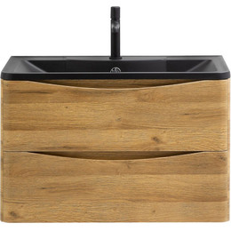 Тумба подвесная с раковиной BelBagno ACQUA-1000-2C-SO-RR 100 см, Rovere Rustico (раковина BB1000/455-LV-ART-ALR-NERO), Цвет фасада: Rovere Rustico Nero фото 