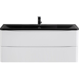 Тумба подвесная с раковиной BelBagno ACQUA-1200-2C-SO-BL 120 см, Bianco Lucido (раковина BB1200/455-LV-ART-ALR-NERO), Цвет фасада: Bianco Lucido Nero фото 