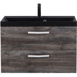 Тумба подвесная с раковиной BelBagno AURORA-800-2C-SO-PP 80 см, Pino Pasadena (раковина BB800/450-LV-ART-AST-NERO), Цвет фасада: Pino Pasadena Nero фото 