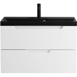 Тумба подвесная с раковиной BelBagno VITTORIA-800-2C-SO-BO-P 80 см, Bianco Opaco (раковина BB800/450-LV-ART-AST-NERO) фото 