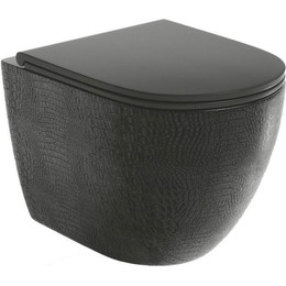 Унитаз подвесной безободковый Grossman Color GR-4455BBLS с крышкой микролифт, черный глянец, Цвет производителя: чёрный фото 