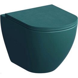 Унитаз подвесной безободковый Grossman Color GR-4455OLMS с крышкой микролифт, зеленый матовый, Цвет производителя: зелёный фото 