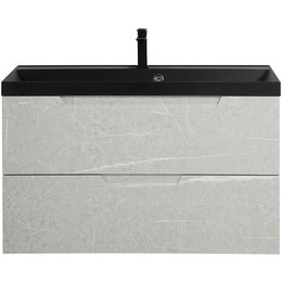 Тумба подвесная с раковиной BelBagno VITTORIA-1000-2C-SO-TB-P 100 см, Toros Bianco (раковина BB1000/450-LV-ART-AST-NERO) фото 