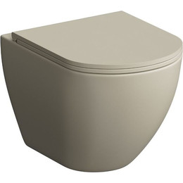 Унитаз подвесной безободковый Grossman GR-4455BEMS с крышкой микролифт, бежевый матовый фото 