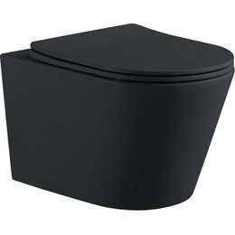 Унитаз подвесной безободковый Aquatek Вега AQ1905-MB с тонкой крышкой микролифт, чёрный, Цвет производителя: чёрный фото 