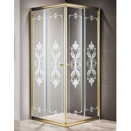 Душевое ограждение Cezares Giubileo A-2 80х80 см, золото/прозрачное/узор фото 