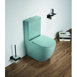 Унитаз-компакт CeramaLux Rimless 2166XMLG с крышкой микролифт (арматура Geberit) зелёный матовый, Цвет производителя: зелёный фото 