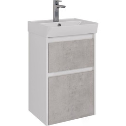 Тумба подвесная с раковиной Lemark Combi 45 см LM03C45T-Beton, белый глянец/бетон фото 