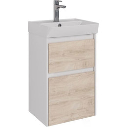 Тумба подвесная с раковиной Lemark Combi 45 см LM03C45T-dub, белый глянец/дуб кантри фото 