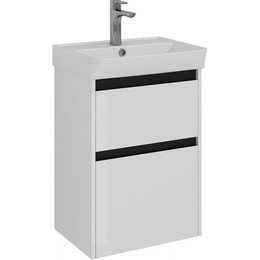 Тумба подвесная с раковиной Lemark Combi 50 см LM03C50T-black, белый глянец/черный матовый фото 