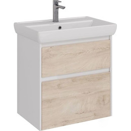 Тумба подвесная с раковиной Lemark Combi 70 см LM03C70T-dub, белый глянец/дуб кантри фото 