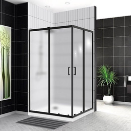 Душевое ограждение BelBagno 120x90 см UNO-195-AH-2-120/90-P-NERO, черный/рифлёное фото 