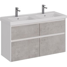 Тумба подвесная с раковиной Lemark Combi 125 см LM03C125T-Beton, белый глянец/бетон фото 