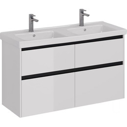 Тумба подвесная с раковиной Lemark Combi 125 см LM03C125T-black, белый глянец/черный матовый фото 
