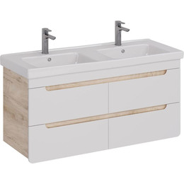 Тумба подвесная с раковиной Lemark Olivia 125 см LM08OL125T, дуб кантри/белый глянец фото 