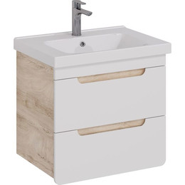 Тумба подвесная с раковиной Lemark Olivia 65 см LM08OL65T, дуб кантри/белый глянец фото 