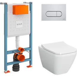 Инсталляция с подвесным безободковым унитазом Vitra Integra Square L-Box 9856B003-7207 фото 