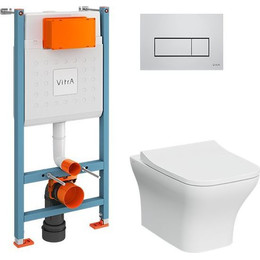 Инсталляция с подвесным безободковым унитазом Vitra Zentrum Square L-Box 9875B003-7201 фото 