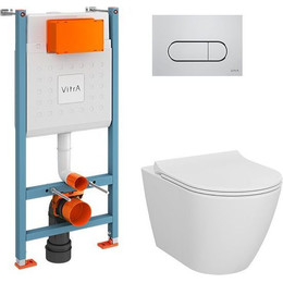 Инсталляция с подвесным безободковым унитазом Vitra Sanibelle L-Box 9878B003-7200 фото 
