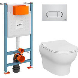 Инсталляция с подвесным безободковым унитазом Vitra Zentrum Round L-Box 9879B003-7200 фото 