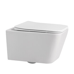 Унитаз подвесной безободковый Abber Rechteck AC1201MW с тонкой крышкой микролифт, белый матовый фото 