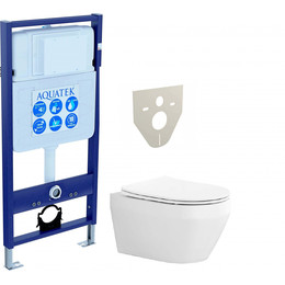 Инсталляция Aquatek Set Лея INS-0000012 с подвесным безободковым унитазом Aquatek AQ1199-00 фото 