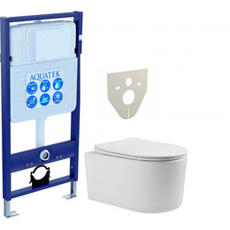 Инсталляция Aquatek Set Мия INS-0000012 с подвесным безободковым унитазом Aquatek AQ2004-00 фото 