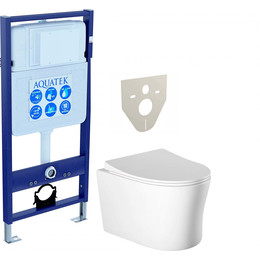 Инсталляция Aquatek Set Ника INS-0000012 с подвесным безободковым унитазом Aquatek AQ2009-00 фото 