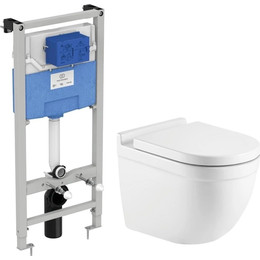 Инсталляция с подвесным унитазом комплект: Ideal Standard Prosys Frame 120 M R020467 с подвесным унитазом Azario Fora AZ-0017 E-R сиденье микролифт, крепление фото 