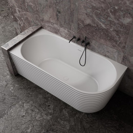 Ванна каменная Abber Stein 170x80 см AS9651 L, белый матовый фото 
