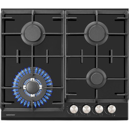 Газовая варочная поверхность NordFrost HM 6042 B (чёрное стекло) фото 