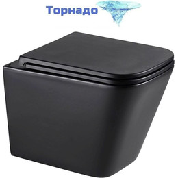 Унитаз подвесной безободковый Lemark Florex 9612002 с крышкой микролифт (Система смыва торнадо), чёрный матовый, Цвет производителя: чёрный матовый фото 