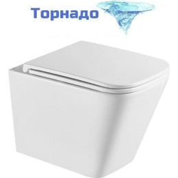 Унитаз подвесной безободковый Lemark Florex 9614001 с крышкой микролифт (Система смыва торнадо), Цвет производителя: белый фото 
