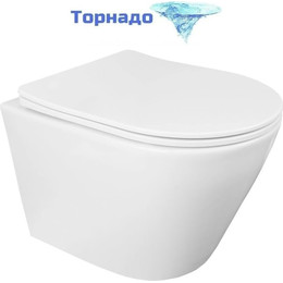 Унитаз подвесной безободковый Loranto Krosa 87266 с крышкой микролифт (Система смыва торнадо) фото 