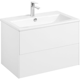 Тумба подвесная с раковиной Акватон Сохо 75 см 1A258101AJ010, белый глянцевый фото 