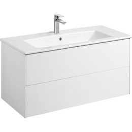 Тумба подвесная с раковиной Акватон Сохо 100 см 1A258201AJ010, белый глянцевый фото 