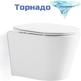 Унитаз подвесной безободковый Sole Torr (смыв торнадо) с тонкой крышкой микролифт фото 