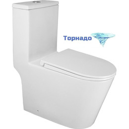 Унитаз-моноблок безободковый Azario Scala AZ-8101 с тонкой крышкой микролифт (система смыва торнадо) фото 