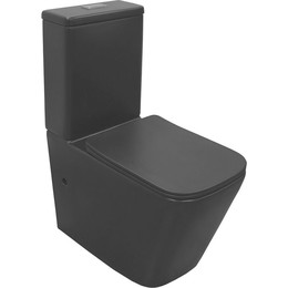 Унитаз-компакт безободковый Azario Black King AZ-8303D с тонкой крышкой микролифт, чёрный матовый, Цвет производителя: чёрный матовый фото 