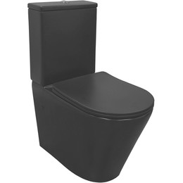 Унитаз-компакт безободковый Azario Black Queen AZ-8380 с тонкой крышкой микролифт, чёрный матовый, Цвет производителя: чёрный матовый фото 