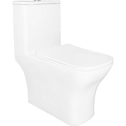 Унитаз-моноблок безободковый с функцией биде Azario Lodi AZ-8617B с тонкой крышкой микролифт фото 